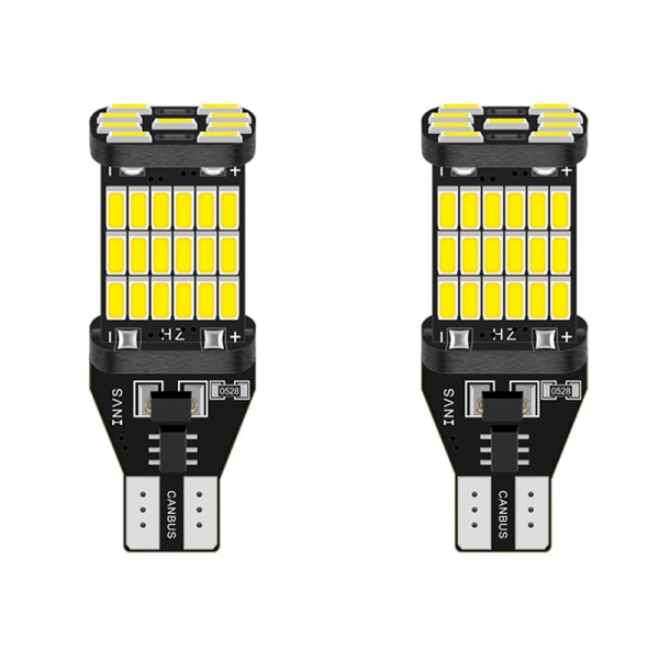 2x Canbus T16 T15 921 W16W LED-pære Bil Backup Baklygter f White