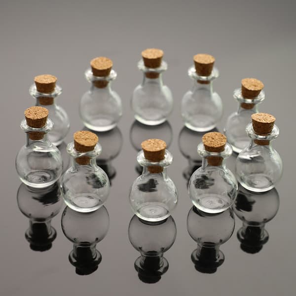 10 Stk Mini Glasflasker Små Ønskeflasker Transparent