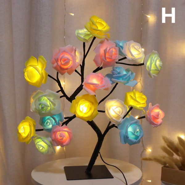 LED lampe lys Rose Flower Tree USB Nat lys Multicolor