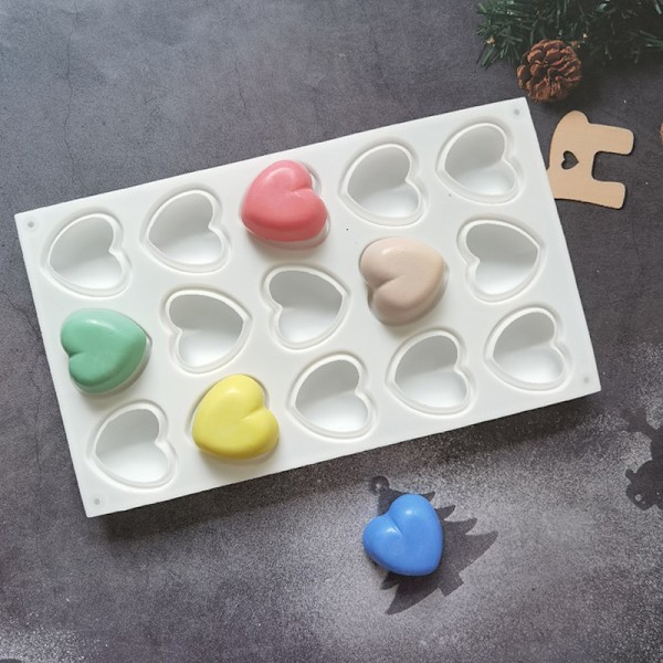 1Pc 15-Cavity Silikone Kageforme Hjerteform gør-det-selv bageværktøj
