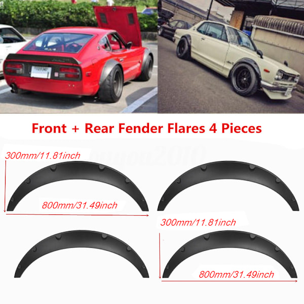 4 STK Universal Car Wheel Fender Flares Fleksibel, men likevel holdbar Black