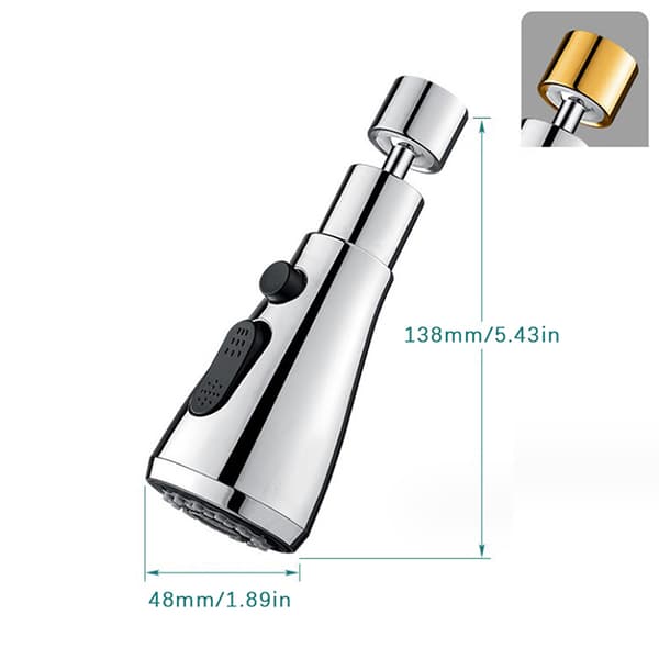 Kjøkkenkran Extender Aerator Plastsprutfiltermunnstykke Silver