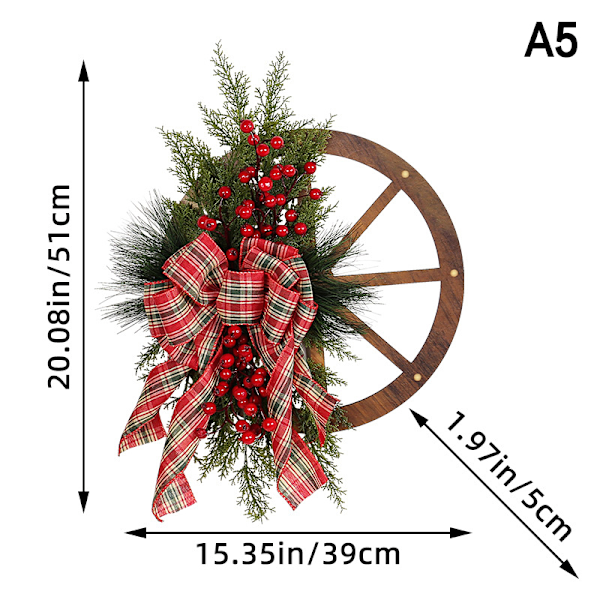 Julkrans med Hjul Vinter Dörrhängande Heminredning Present A5