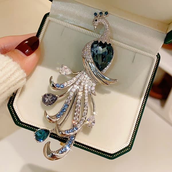 Mode udsøgt påfugl rhinestone broche til kvinders tøj A2