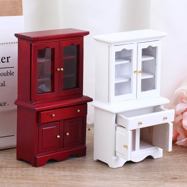 1/12 dukkehus Miniatyrmøbler Multifunksjons treskap White
