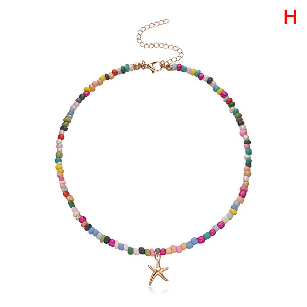 Farverig lille perle sommerfugl stjerne vedhæng Choker Bohemia Neckl H