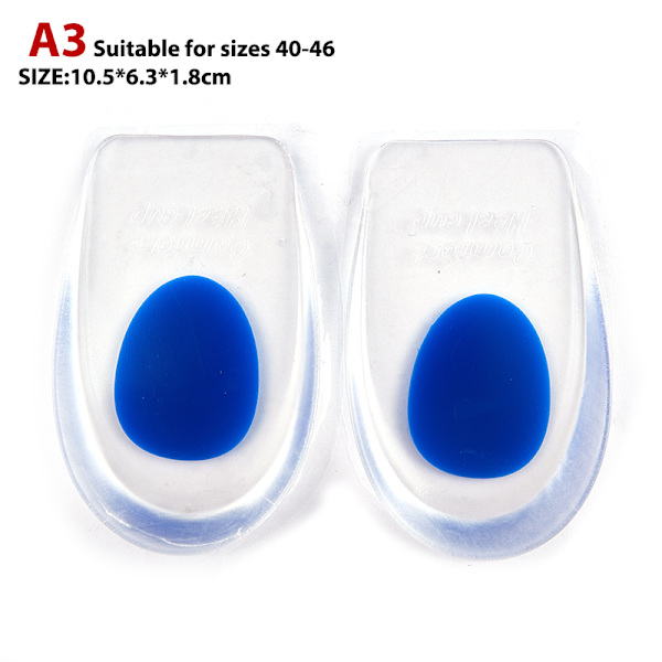 2 Pair Silicon Gel Heel Cushion Care Half Heel Insole Pad bule large-2 pair