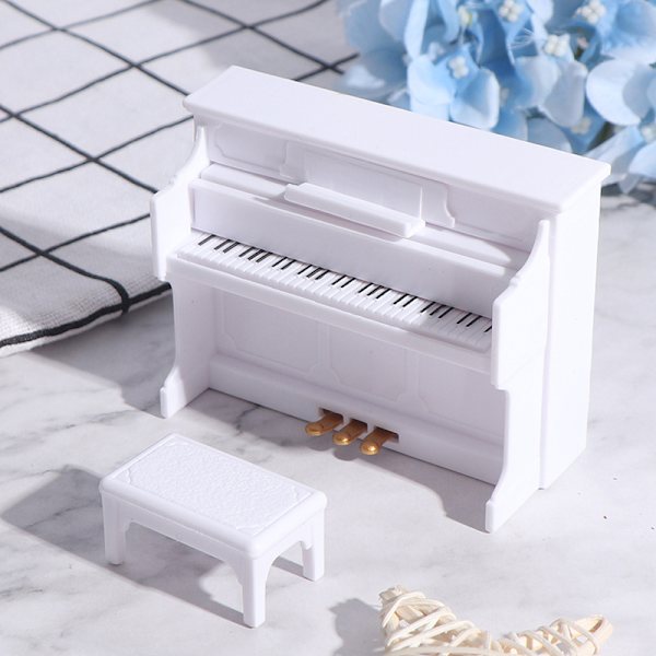1:12 Dollhouse Miniature White Piano Music Stool Dolls Hou White
