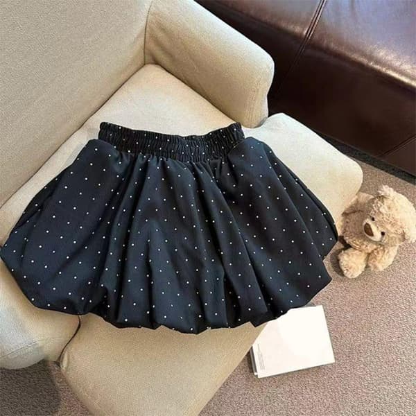 2026 Ny Hög Midja Molnbubbla Puffy Kjol Dam Blomknopp Black L