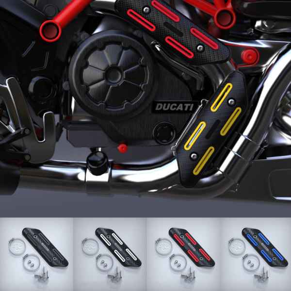 Motorsykkel eksosrør Heat Shield Cover Guard Black