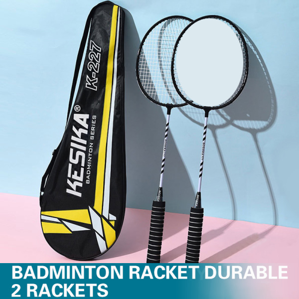 Badmintonracket Dobbelracket Slitesterk 2 racketer black A