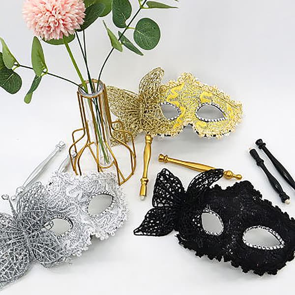 Halloween festmaske med holdepindmaskerademaske Red