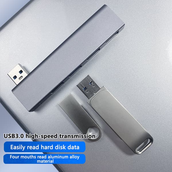 USB3.0 Hub 4 Ports Extended Plug USB Splitter Laptop tilbehør