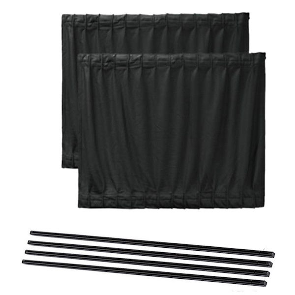 2 stk. Bil UV-beskyttelse Solskjerm Gardiner Sider Vindu Visir Black