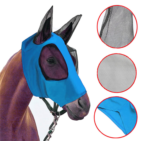 Pustende Meshed Horse Ear Cover Hestesport Hesteutstyr Blue