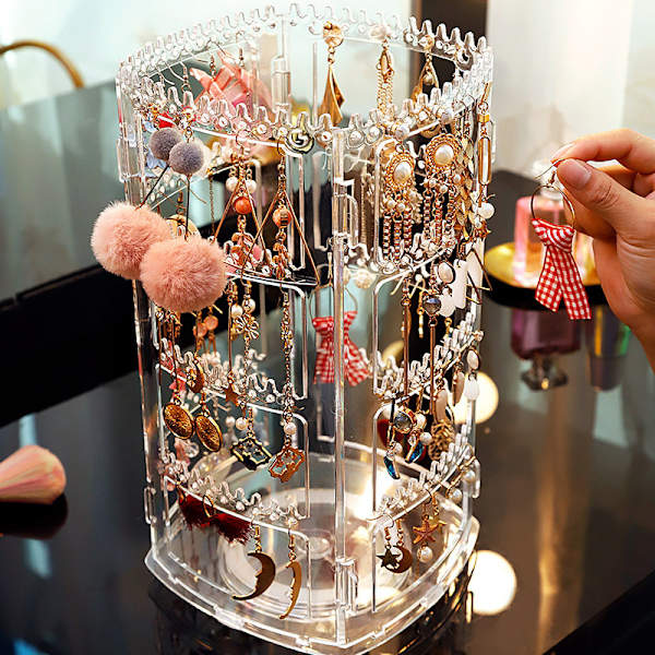 360 Roterande Halsband Organizer Smycken Örhänge Display Stand one size