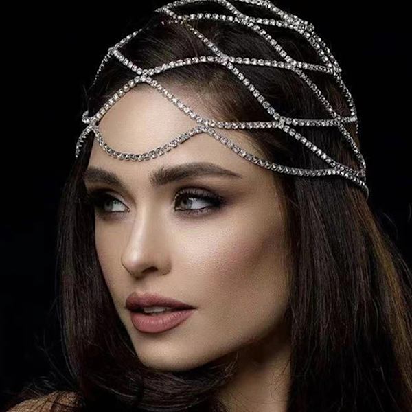 1 kpl Crystal Headpand Head Cap -korut Silver