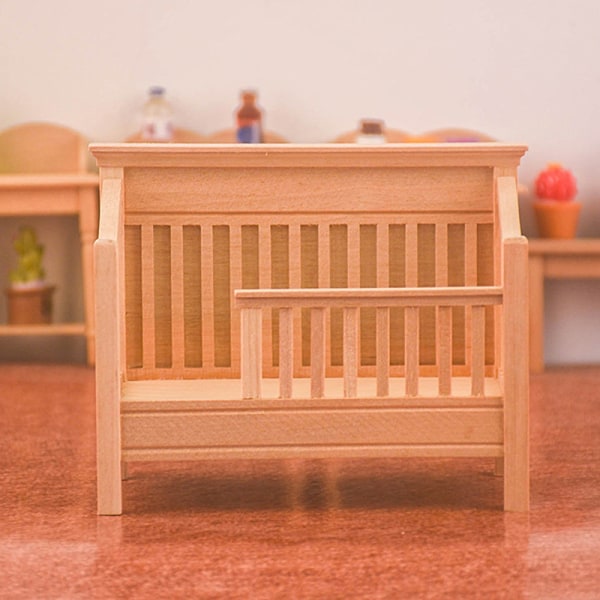 Dockhus Miniatyrsäng Baby Cradle Bed Hemmodell