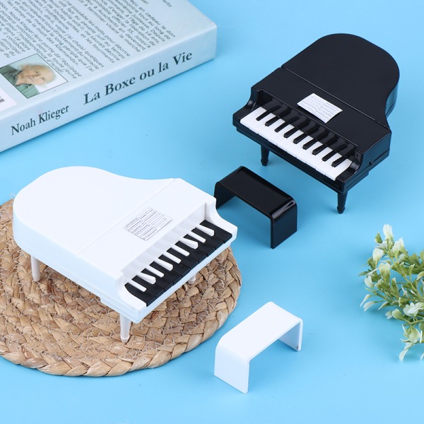 Dukkehus miniatyrpiano med krakk for dukkehusinnredning Black