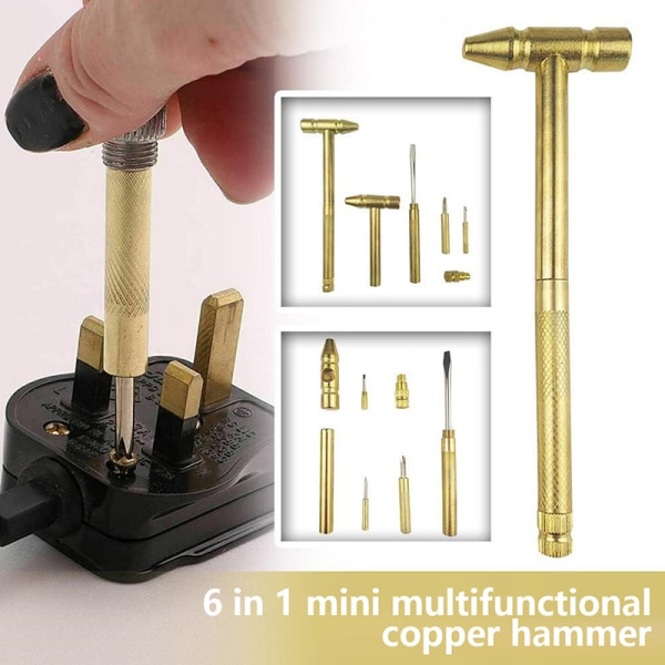 Mini Hammer Mässingshammare Med Handverktyg Gold