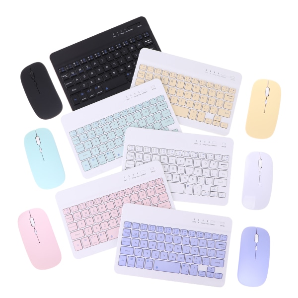 Trådløst tastatur Tablet Computer Bluetooth Tastatur Mus Sæt White