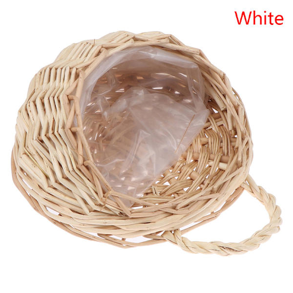 Flower er Wall Hanging Wicker Rattam Basket Garden Vine Pot s H White