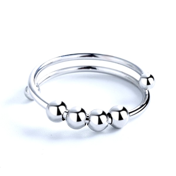 Single Coil Spiral Ring Pärlor Anti Stress Ring leksak för tjej Silver