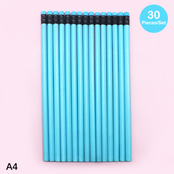 30 STK aron farvetrekant skinnende blyant med gummi A4