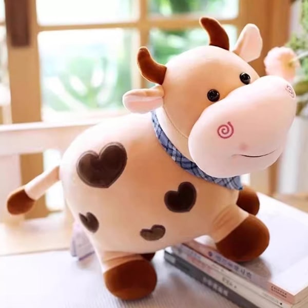 Plushdjur med tecknad ko, mjuk hemdekorationsp kudde Random