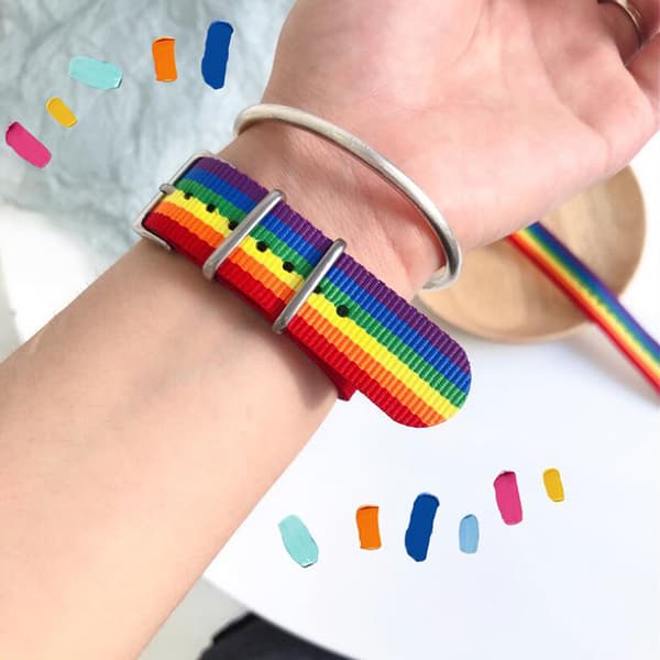 Hip Hop Rainbow Nylon Canvas pararmbåndsurrem B Multicolor