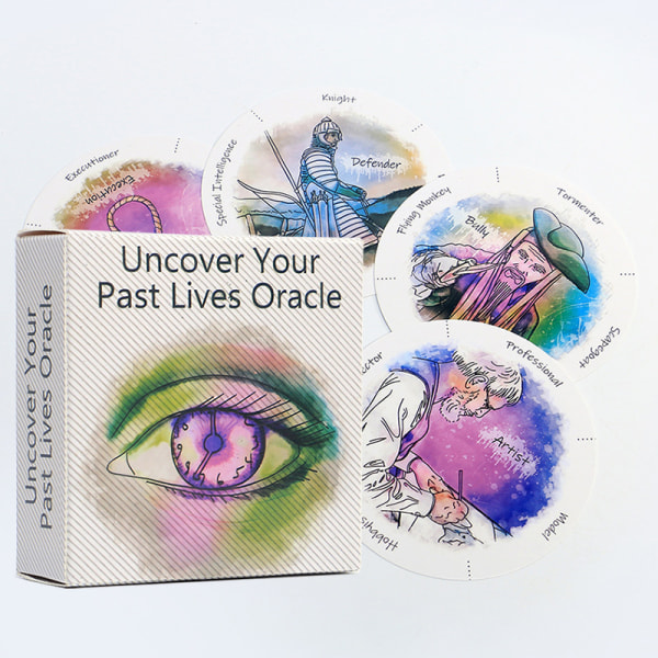 Avdekk ditt tidligere liv Oracle Deck Round Shape 87-kort med PD Uncover Your Past Lives Oracle