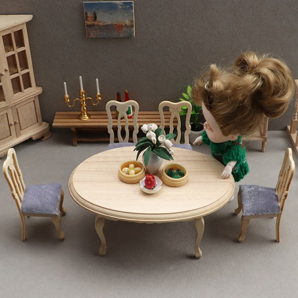 5 Stk 1/12 Dukkehus Miniature Spisebordsstol Sæt Legetøj