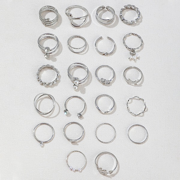 1 Setti Alloy Sormuksia Naisten Koruihin Säädettävä Sormus Tytölle A1
