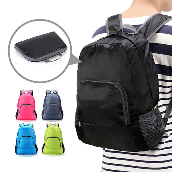 Vikbar ryggsäck Camping Vandring Resor Dagsäck Bag Outdoor Gray