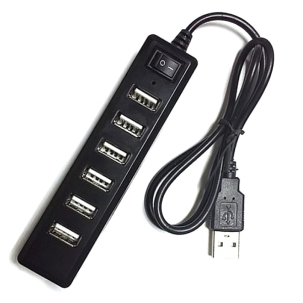 USB Hub 7 Port Expander Adapter USB 2.0 Hub Multi USB Splitter black