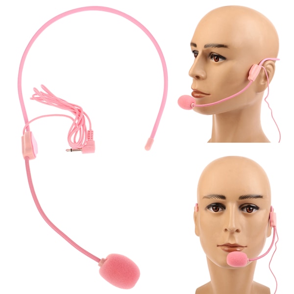 3,5 MM rosa huvudburen trådad mikrofon Röstförstärkarhögtalare