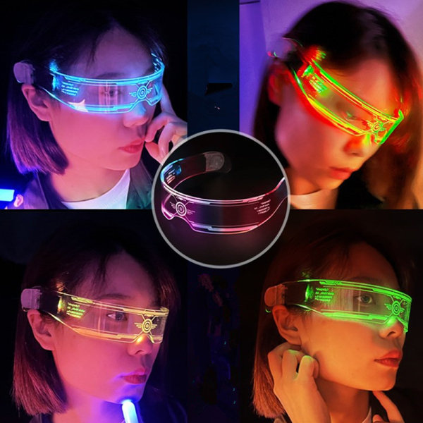 Mode lysende dekorative briller Neon fest solbriller Transparent