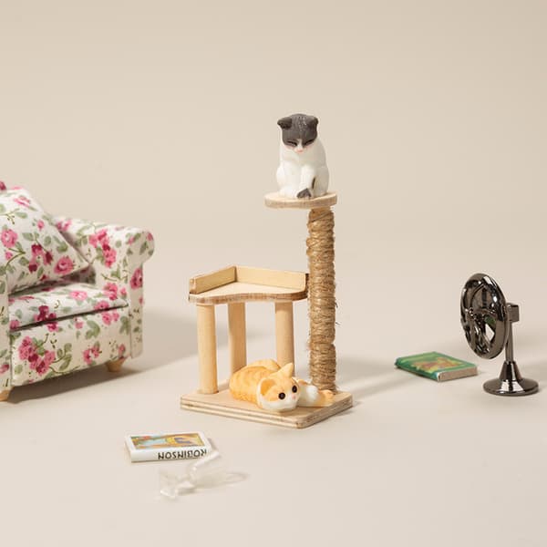 1: 12 Dukkehus Mini kattelegetøjsudstyr katteklatrestativ