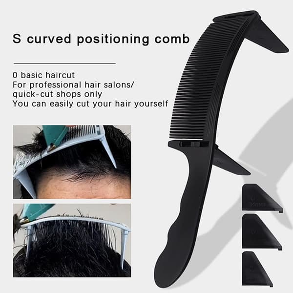 1PC Man Curved Positioning Comb Justerbar Professionel Barber Black