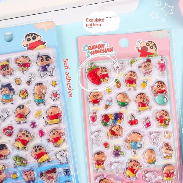 e Sarjakuva Crayon Shin 3D Stereo Relief -tarra DIY-matkapuhelin Random