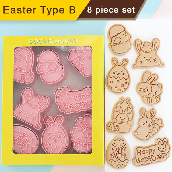 8 Stk/sett Easter Cookie ter Egg ter DIY Bakeform