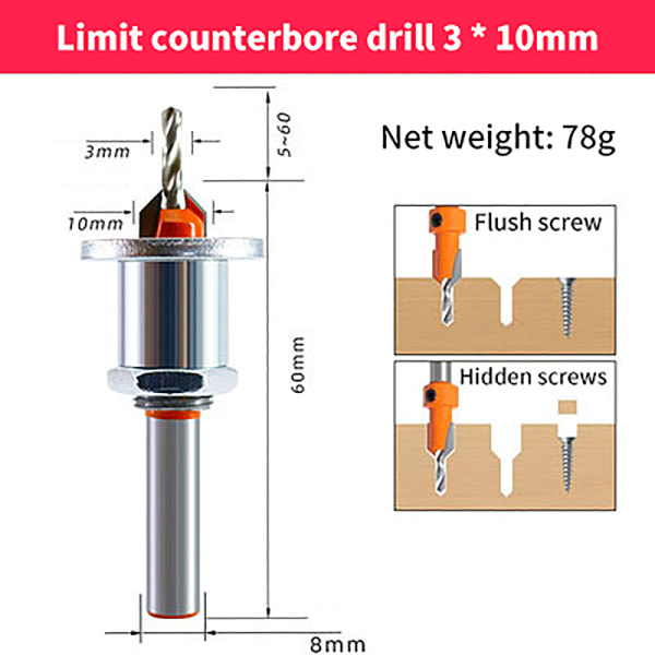 Säädettävä Router Core Limiter metalliseosporanterät Poraus type-A4