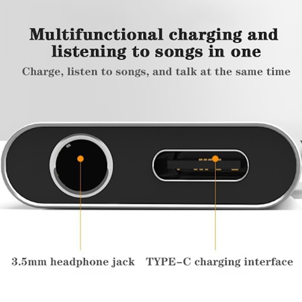 Adapter Charge Headphone 2 in 1 Type-C – 3,5 mm Jack Head Aux o Black
