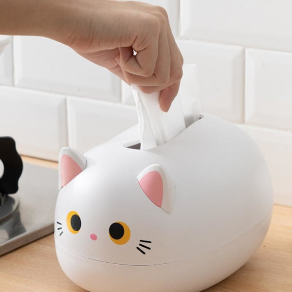 Kawaii Cat Tissue Box Køkken Serviet Opbevaringsboks Wc Papir Conta Black