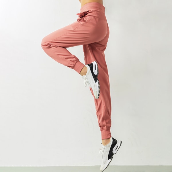 Sporty yoga fitness for kvinner, hurtigtørkende beskårne leggings Pink L