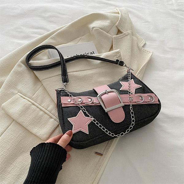 Dame håndtasker Stars Pattern Cool underarm taske Black