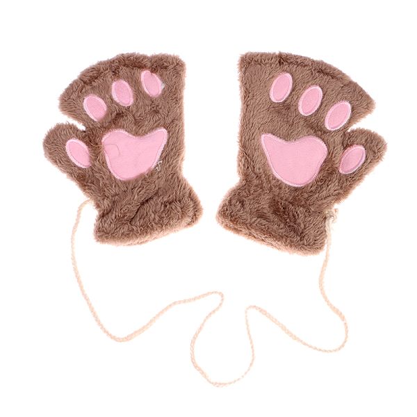 e Cat Paw Fingerløse Handsker Varm Blød Plys Fingerløs Handske Gray