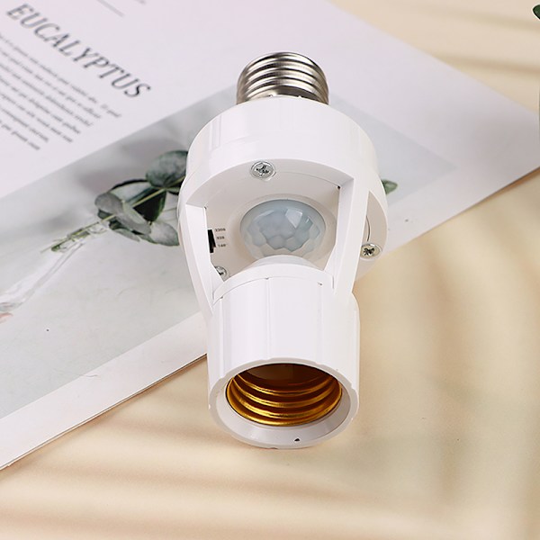 360 graders mänsklig induktionsrörelsesensor lampsockel White