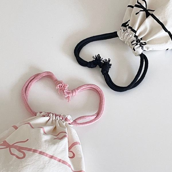 Bow Knot Randig Mini dragsko Kosmetisk förvaringspåse A 19x19cm
