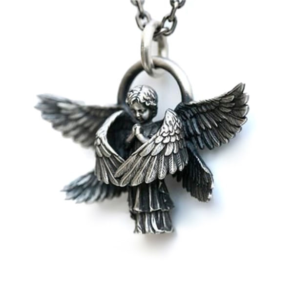 Angel Pendant halskæde Seraphim Pray Pendant lang kæde hals